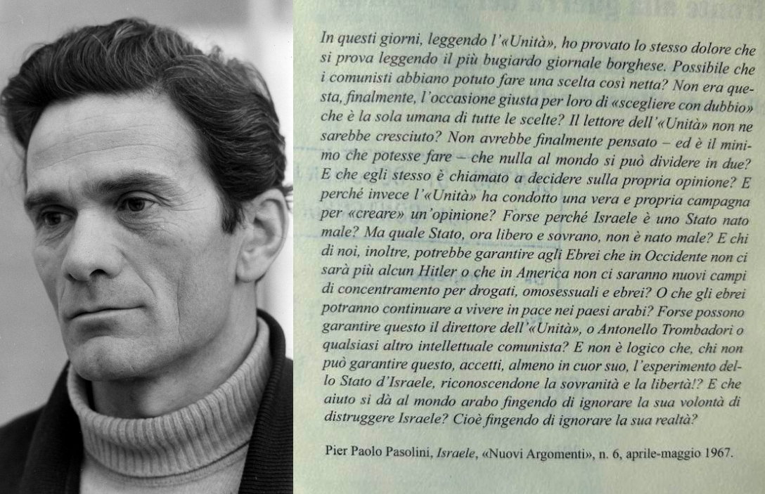 Pasolini e Israele, la lezione che la sinistra ha dimenticato