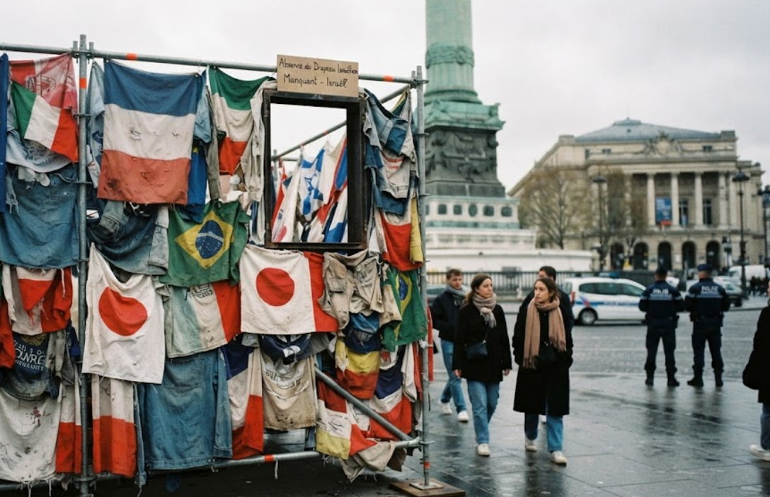 Parigi, la bandiera israeliana vandalizzata